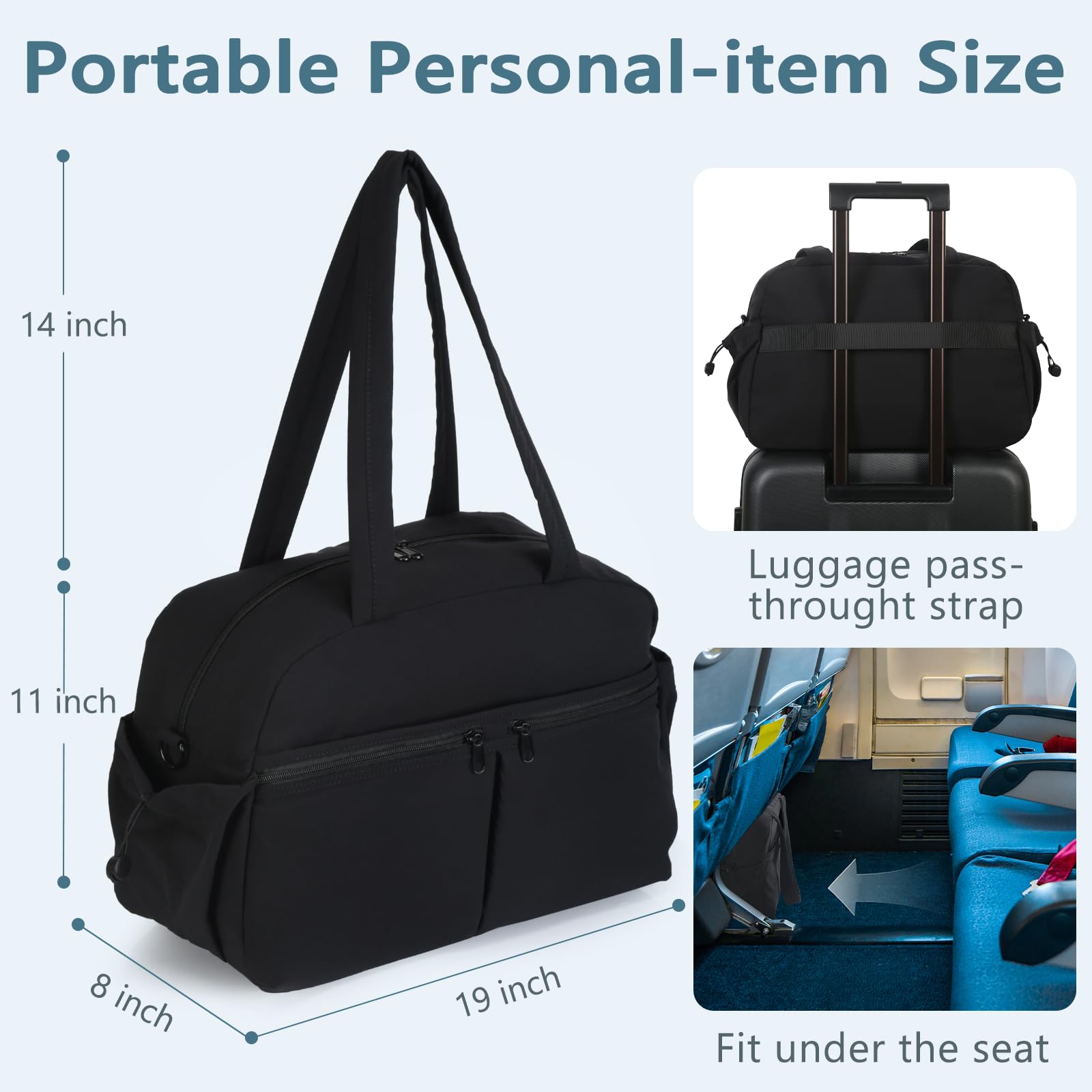 Stylish Weekender Bag for Women - Lightweight Carry On Tote & Small Travel Duffle Bag - Perfect as Overnight Bag, Yoga Bag or Gym Bag - Ideal for Weekend Getaways, Workouts & Travel