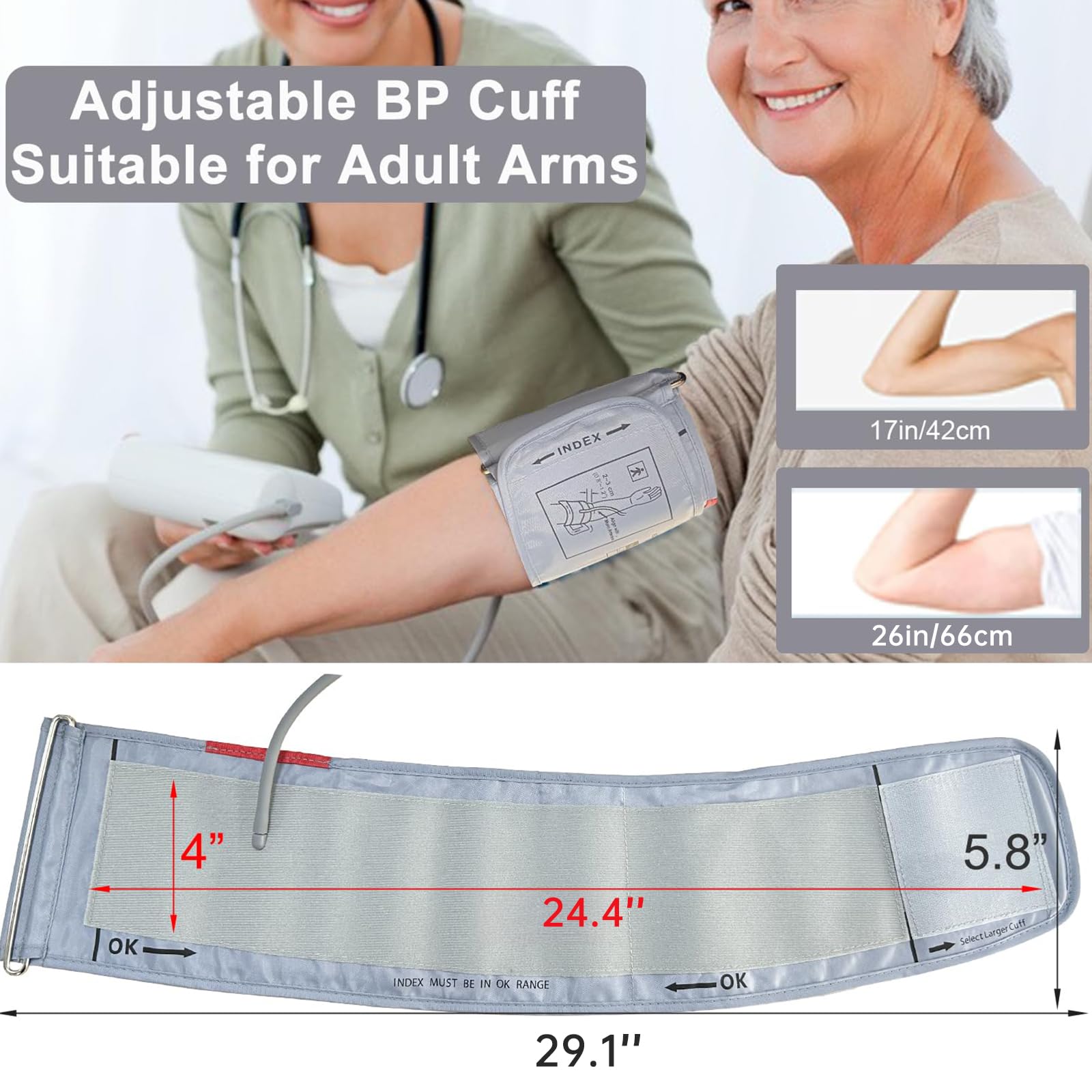 **Extra Large Blood Pressure Cuff 9”-26” (22-66CM) – XXXL Cuff Compatible with Omron BP Monitor, Replacement for Adult Big Arm – Includes 7 Connectors – Ideal for Home Health Monitoring & Medical Use**