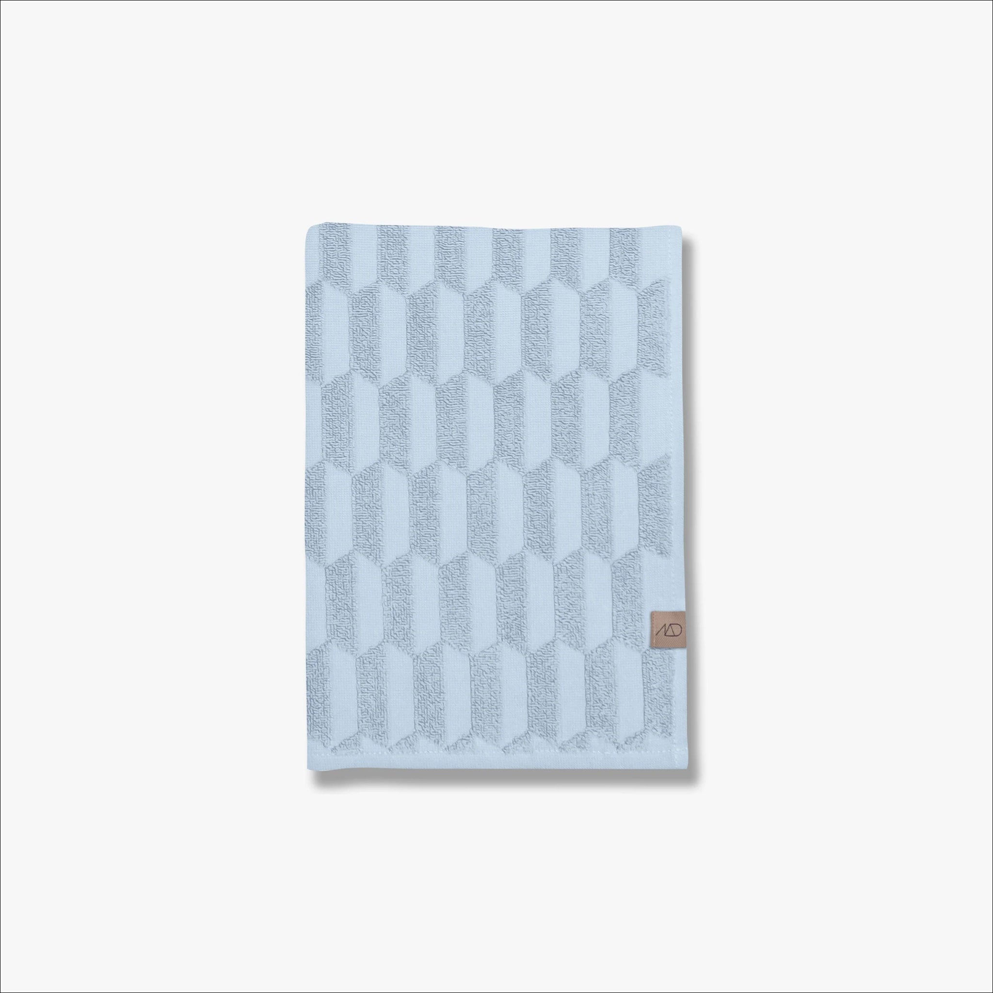 METTE DITMER Geo Hand Towel Set of 2 - 100% Organic Cotton, 35x55cm, Light Blue - Soft & Absorbent Bathroom, Kitchen & Gym Towels for Everyday Use