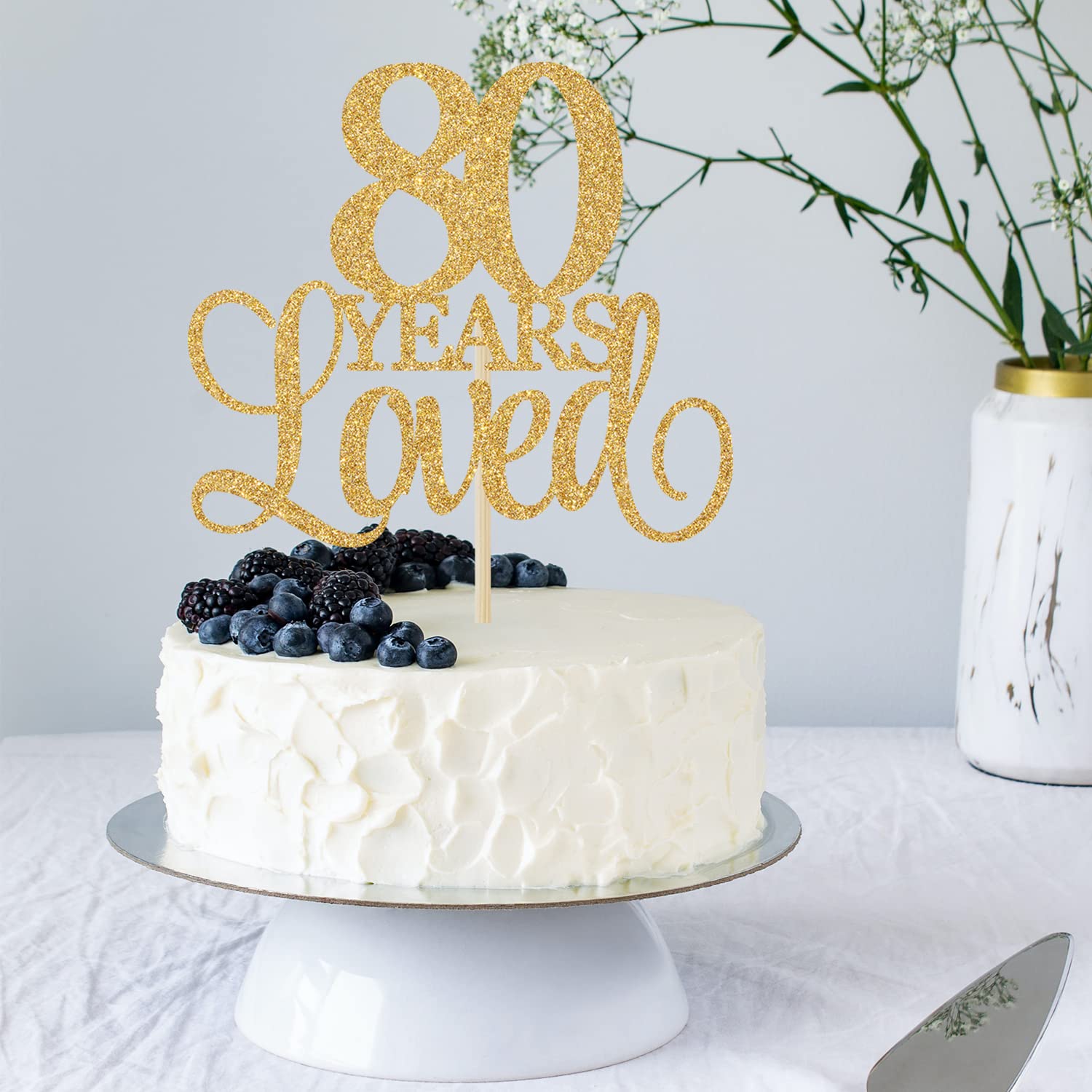 80th Birthday Cake Topper - Gold Glitter 'Cheers to 80 Years' Decor for Anniversary Parties, Wedding Celebrations & Milestone Events - Perfect for 80th Birthday, Wedding Anniversary & Special Occasion Cake Decorations