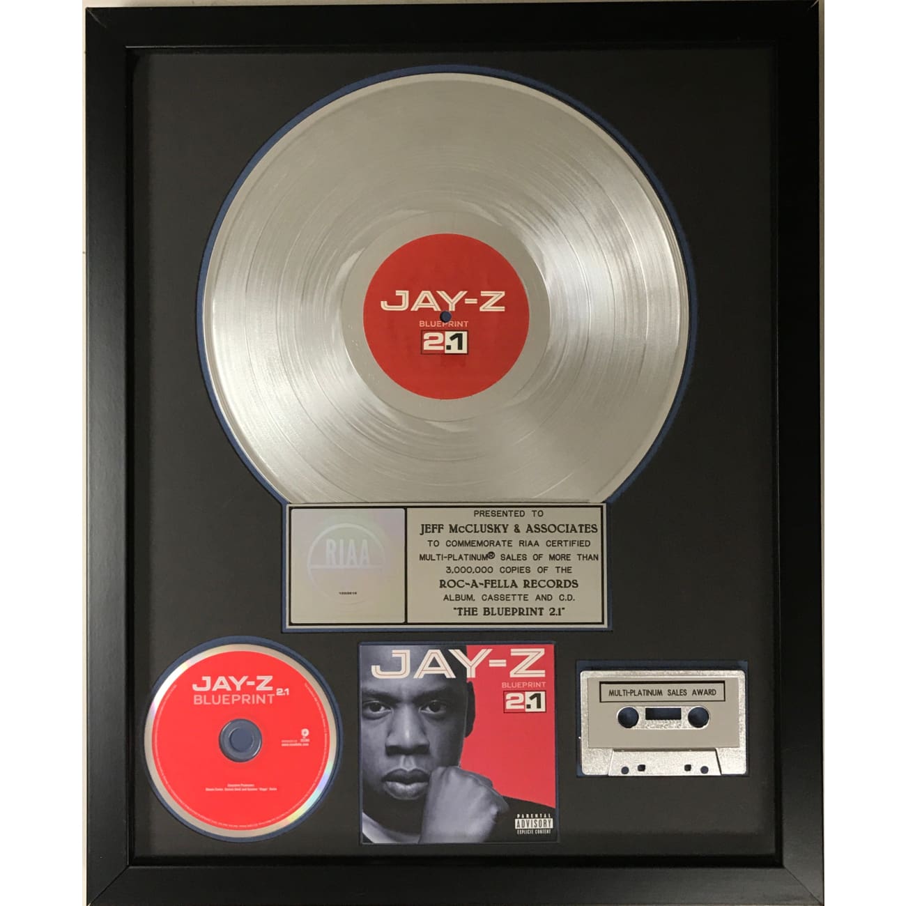Jay Z The Blueprint 2.1 RIAA Certified 3x Multi Platinum Album Award - Perfect for Music Collectors, Hip Hop Fans & Home Decor