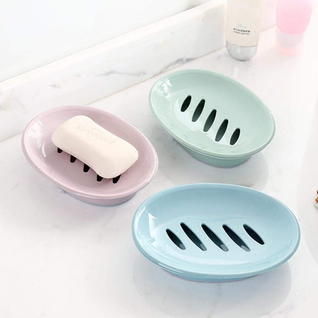 Double Layer Soap Saver Case with Drainage - Oval Shower Soap Dish Holder for Bathroom & Kitchen - Blue (Perfect for Organizing Bar Soaps in Showers, Sinks, and Countertops)