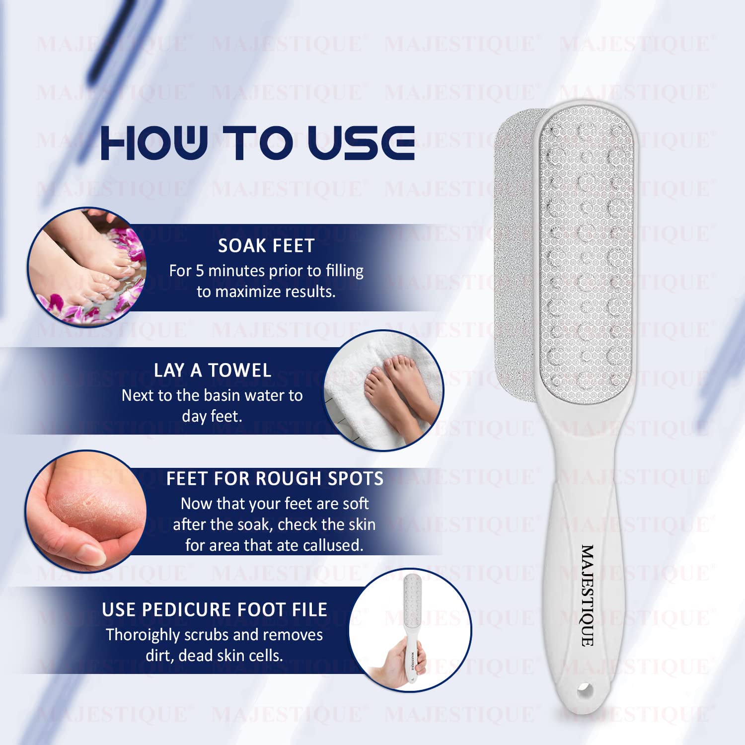 Majestique Callus Remover Foot Scrubber - Professional Foot File for Dead Skin Removal, Callus Rasp & Cracked Heel Treatment - Exfoliating Pedicure Tool for Soft Smooth Feet - Perfect for Home Spa & Pedicure Care (Multicolor)