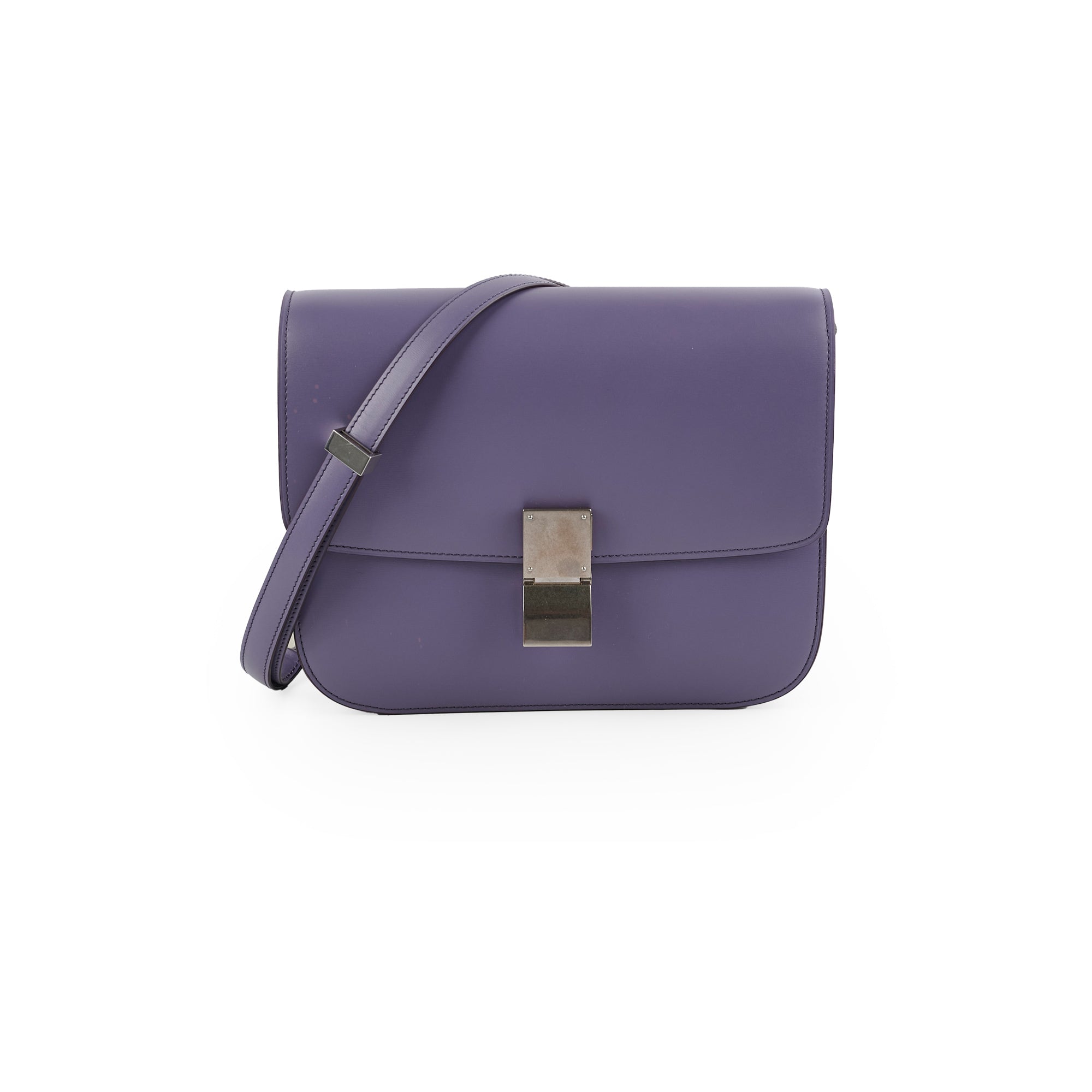Celine Medium Purple Box Shoulder Bag for Women | Luxury Leather Crossbody Purse | Perfect for Work, Travel & Evening Out