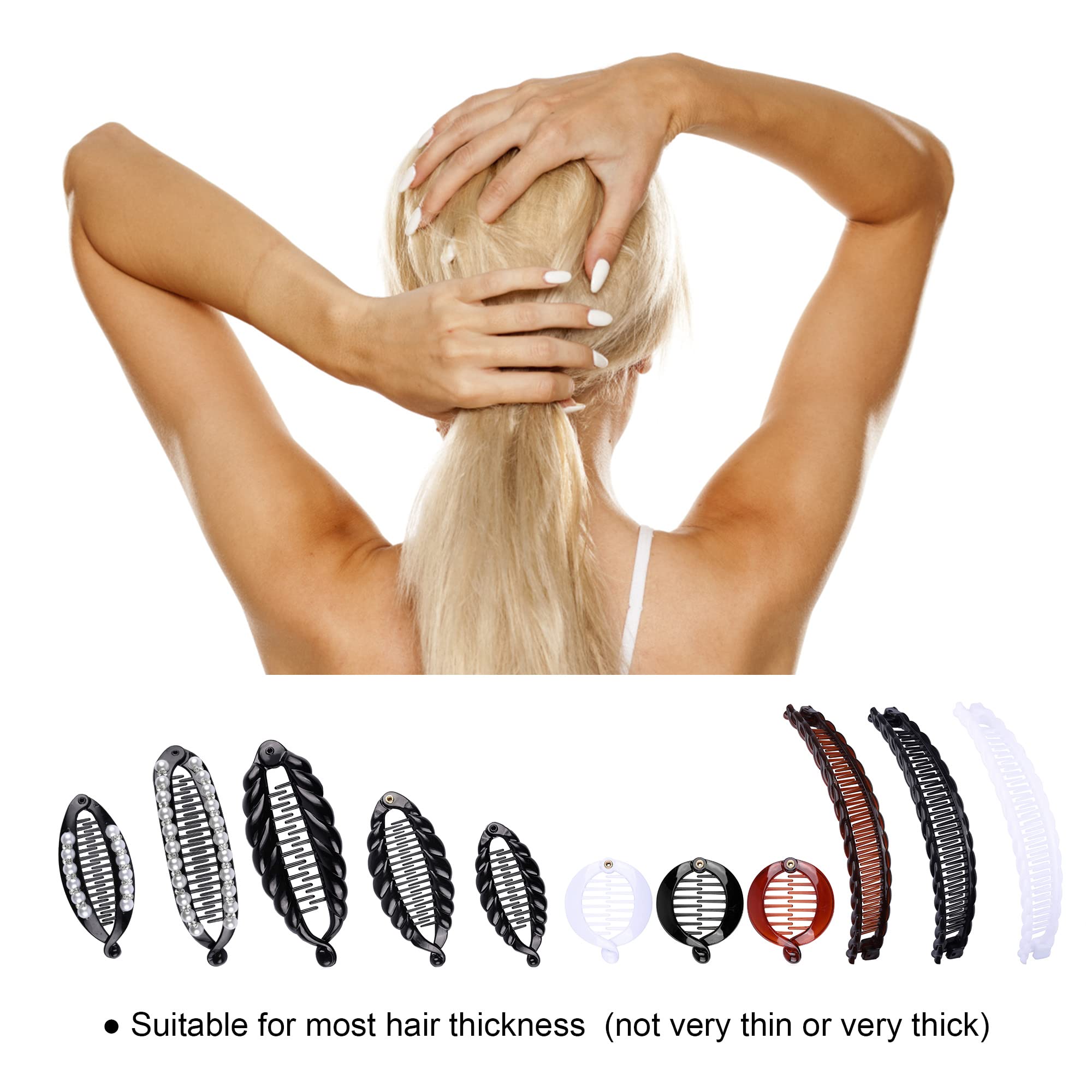 Aethland 11PCS Banana Hair Clips Set - Classic Clincher Combs, Fishtail Hair Clips, Pearl Hair Clips & Ponytail Holders for Women & Girls - Perfect for Thick, Fine Hair & Interlocking Hairstyles - Great for Parties, Weddings, Work & Everyday Styling