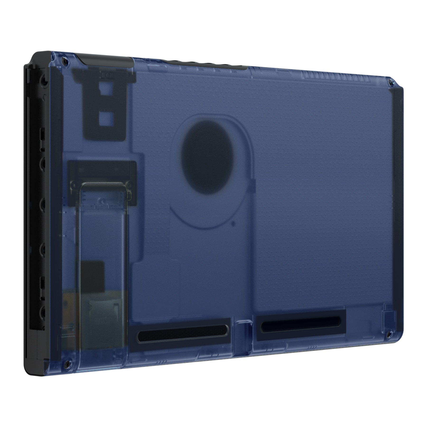 eXtremeRate Clear Deep Ocean Blue Replacement Back Plate Shell Case with Kickstand for Nintendo Switch - DIY Housing Cover for Enhanced Gaming Experience