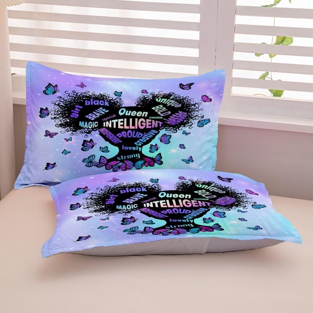 Black Girl Magic Comforter Set Queen Size - Afro-Inspired Bedding with Inspirational Quotes | African American Home Decor for Stylish Bedrooms & Dorm Rooms