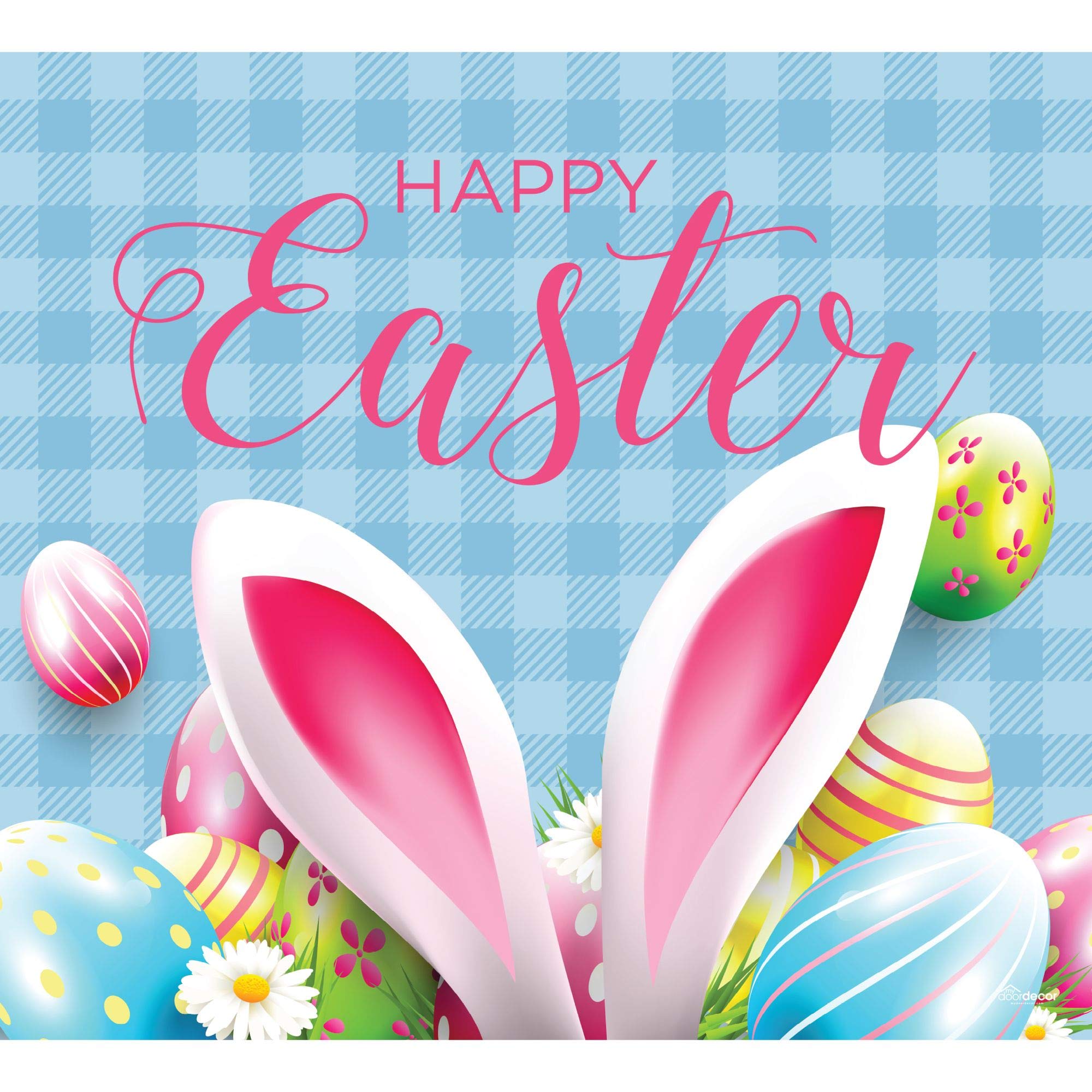 CC Home Furnishings 7' x 8' Easter Bunny Ears Garage Door Banner - Perfect for Easter Decorations, Spring Parties & Outdoor Home Decor
