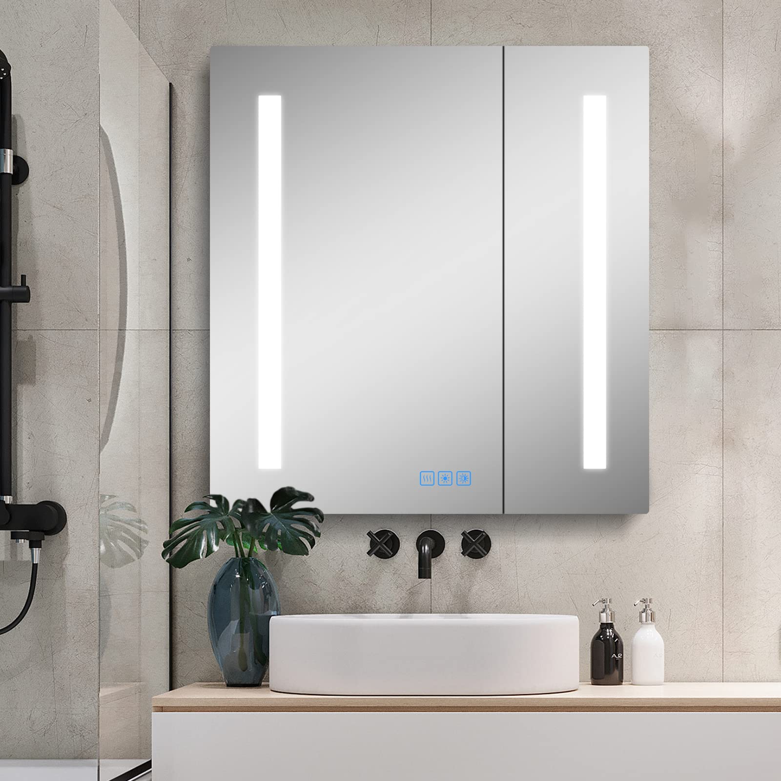 Premium LED Bathroom Mirror Medicine Cabinet with Defogger & Dimmable Lights - 24