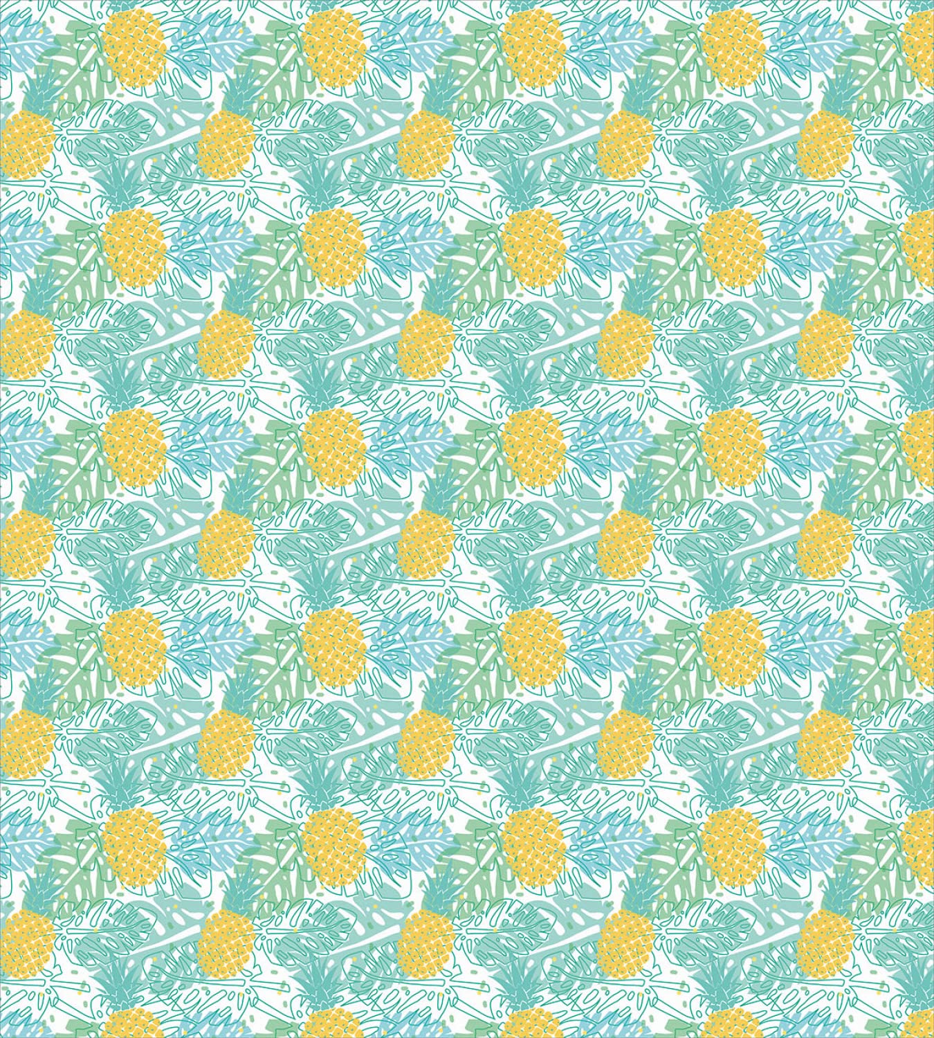 Ambesonne Luau Duvet Cover Set 2-Pack King Size - Tropical Leaf & Pineapple Print Bedding Set with 2 Duvet Covers & 4 Pillowcases in Earth Yellow & Seafoam - Perfect for Summer Beach House Decor, Hawaiian Themed Bedroom, or Vacation Rental Styling