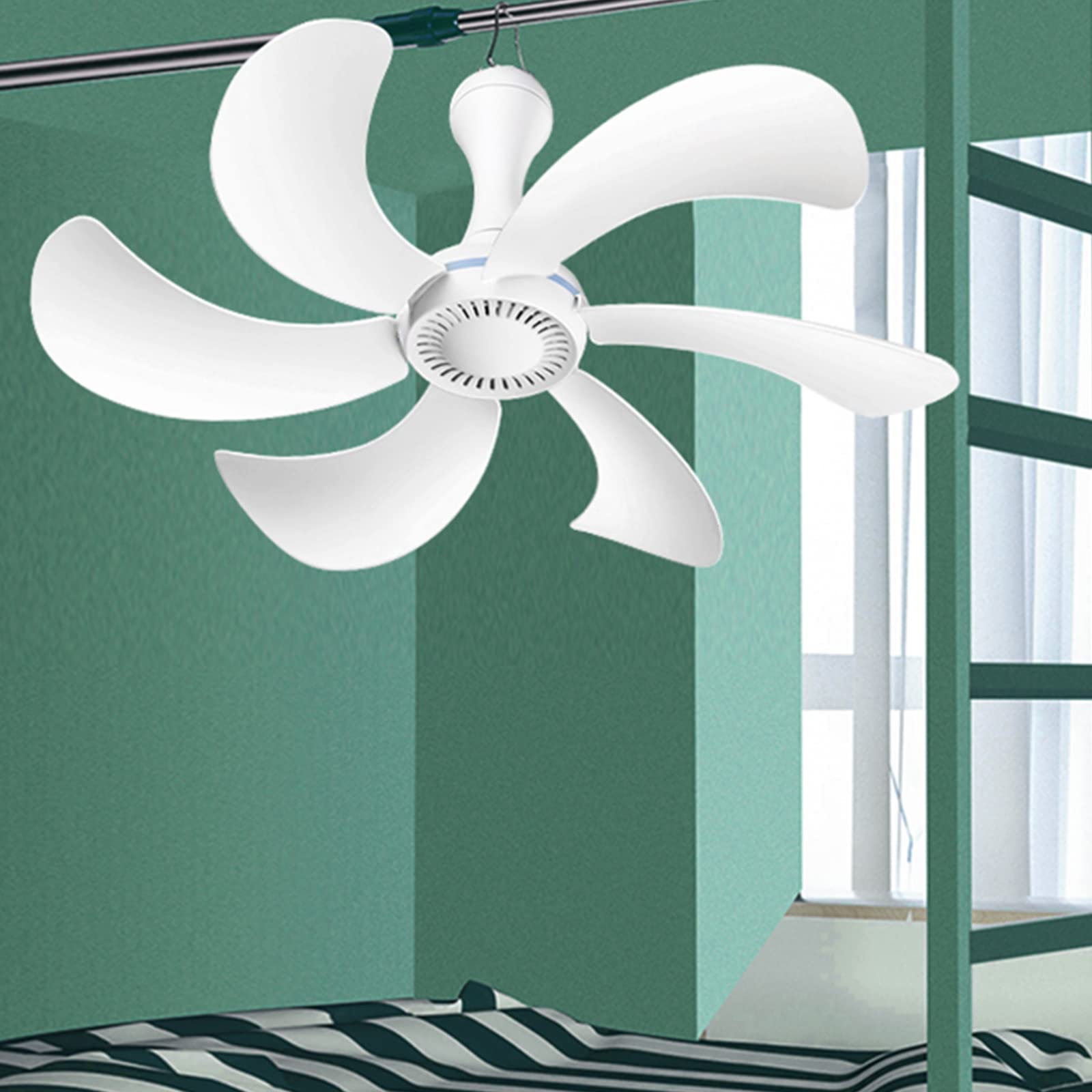 220V 20W Mini Energy Saving Ceiling Fan - 43cm White Hanging Fan with Switch, No Light, Quiet Operation for Dorm, Wall, Gazebo & Home Use - Small Electric Fan for Bedroom, Office, and Outdoor Spaces