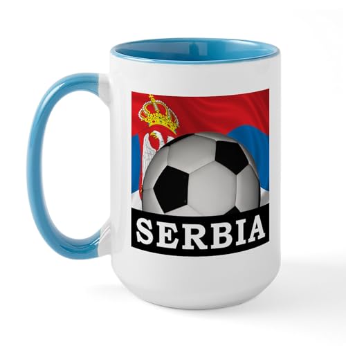 White/Blue Inside - Football Serbia Large Mug