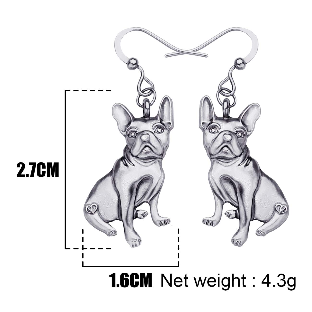 WEVENI Alloy French Bulldog Earrings - Gold & Silver Plated Dangle Drop Dog Jewelry for Women & Girls - Perfect Gift for Pet Lovers & Dog Owners - Great for Casual Wear, Parties & Special Occasions