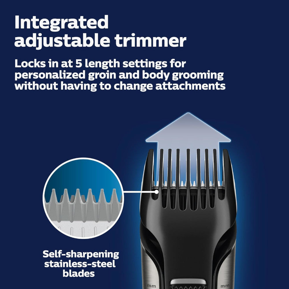 PHILIPS BG7025/15 Body & Intimate Area Trimmer for Men - Waterproof Manscaping Grooming Kit with Dual-Sided Trimmer - Perfect for Body Hair, Chest, Back & Sensitive Areas