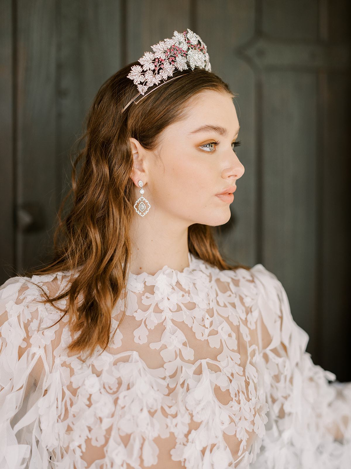PRINCESS MARY Danish Ruby Bridal Tiara - Elegant Wedding Crown for Brides, Royal-Inspired Headpiece for Special Occasions