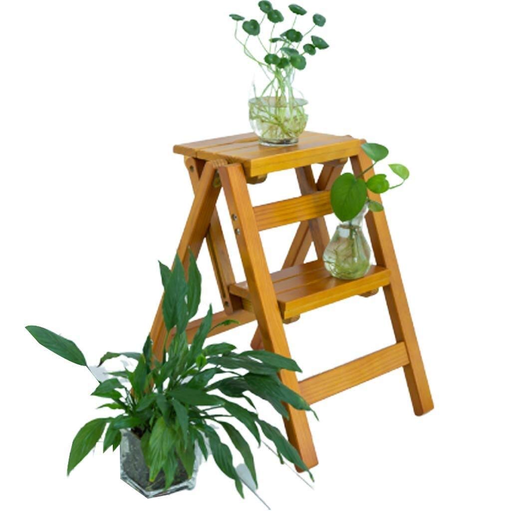 MBROS Heavy Duty Folding Step Stool - 2-Step Wooden Climbing Stool with Widened Platform, Portable Indoor Ladder for Kids & Adults - Perfect for Home, Kitchen, Bathroom, Shoe Storage & Plant Display