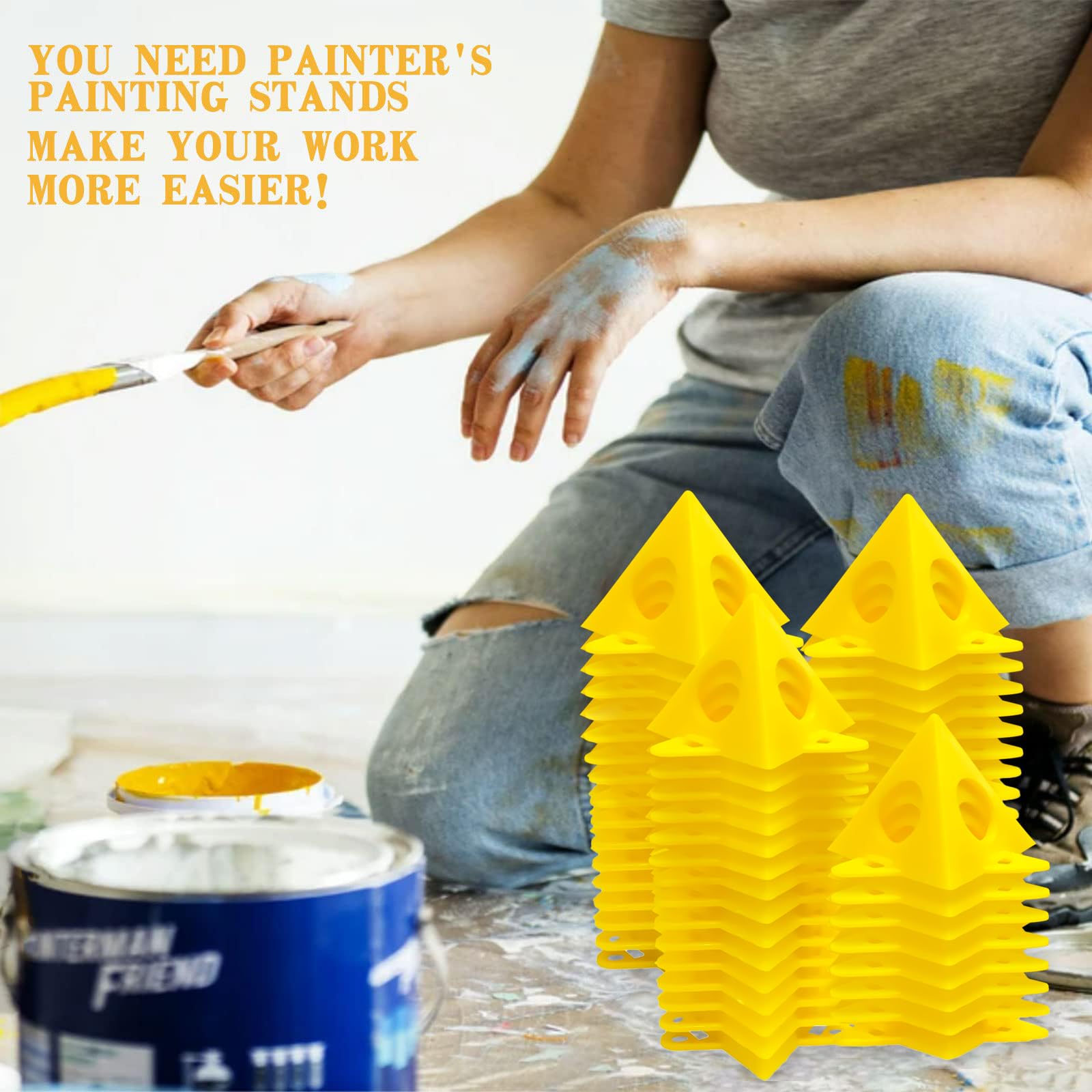 56pcs Pyramid Painting Stands for Canvas - Mini Cone Paint Stands & Door Risers Support - Artist Supplies for Acrylic, Oil Painting - Perfect for Studio, Classroom & DIY Art Projects