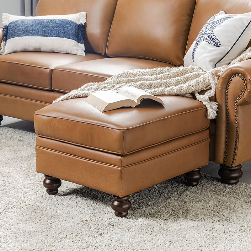 Basilio Modern Genuine Leather Storage Ottoman Bench - Living Room Footrest, Coffee Table & Extra Seating - Perfect for Home, Office & Bedroom