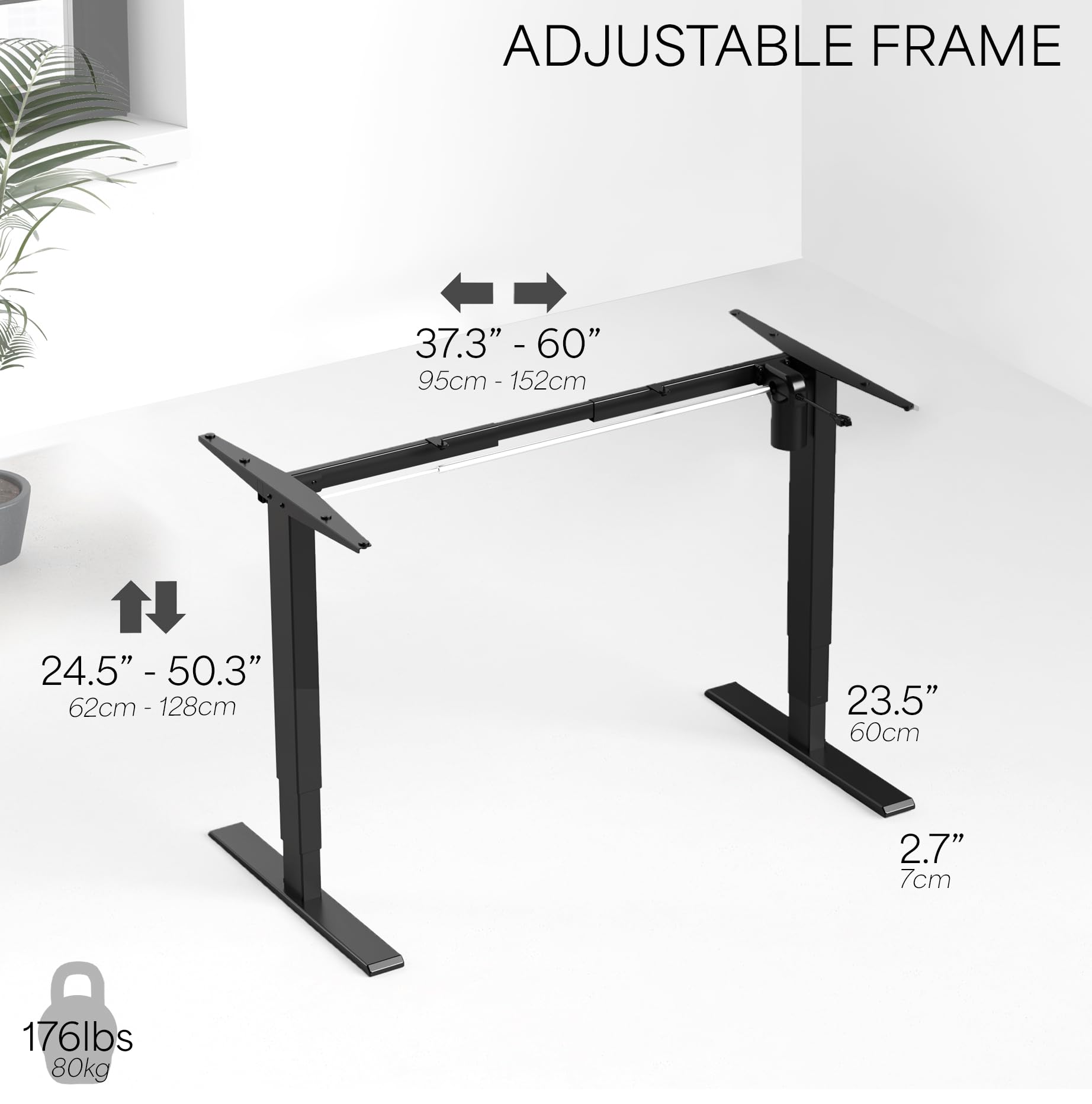 VIVO Black Electric Stand Up Desk Frame Workstation - Single Motor Ergonomic Height Adjustable Base (DESK-V102E) for Home Office & Workspace - Perfect for Remote Work, Gaming & Study Setup