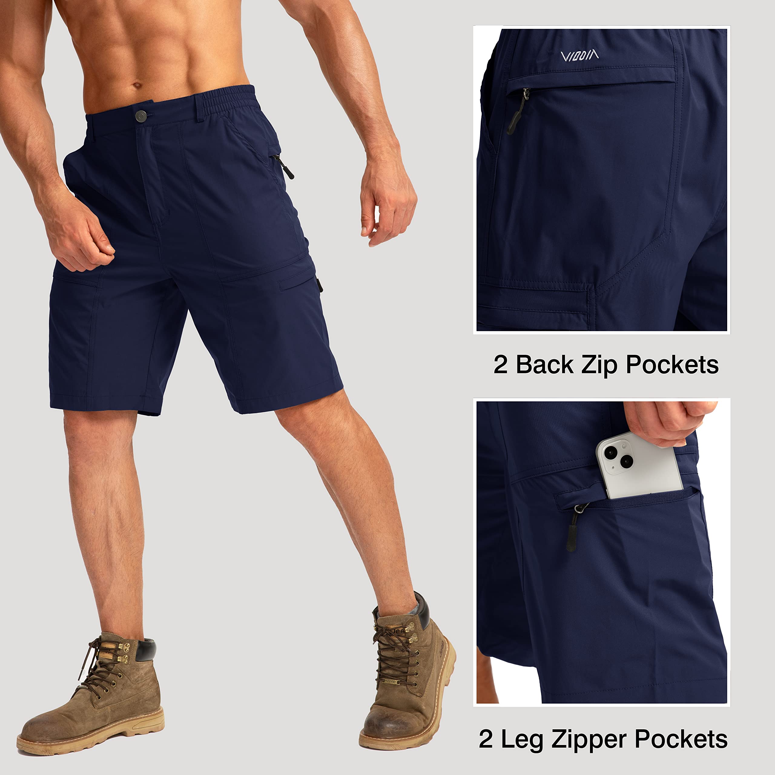 Viodia Men's Quick Dry Hiking Cargo Shorts - Lightweight Stretch Outdoor Shorts with 6 Pockets for Fishing, Golf & Summer Adventures | Perfect for Hiking, Camping & Active Lifestyles
