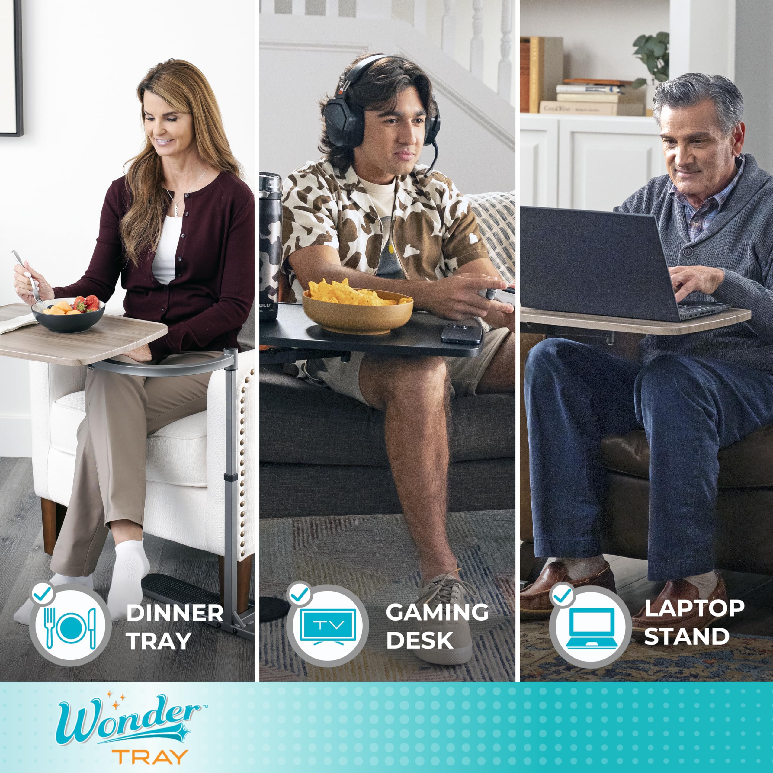 Stander Wonder Tray - Adjustable Swivel Laptop Table with Large Surface, Multi-Purpose Couch Desk for Eating, Working & Gaming - Perfect for Sofa, Recliner or Bed - Ash Gray Home Office & Living Room Essential