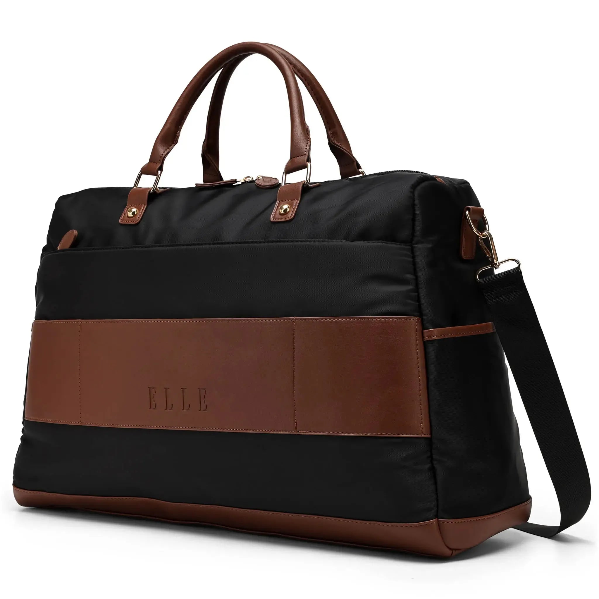 Premium 30L Twill & Vegan Leather Weekender Duffle Bag - Stylish Carry-On Travel Bag for Weekend Getaways, Gym & Business Trips
