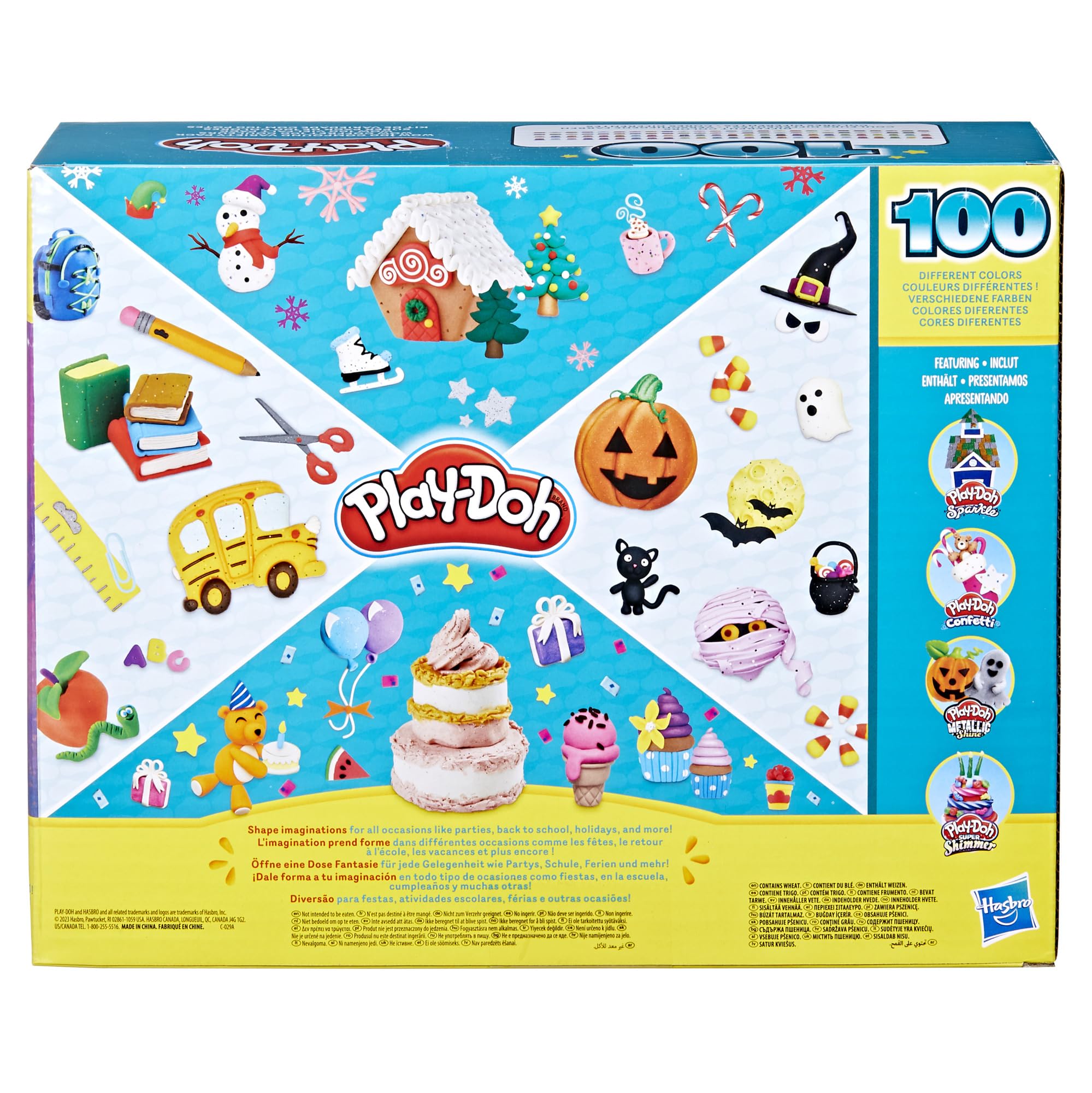 Play-Doh Wow 100 Bulk Modeling Compound Variety Pack - 100 Cans with Sparkle, Super Shimmer, Metallic & Confetti Colors | Creative Arts & Crafts for Kids, Preschool Learning Toys, Back to School Supplies | Perfect for Classroom Activities, Birthday Gifts & Sensory Play (Ages 3+)
