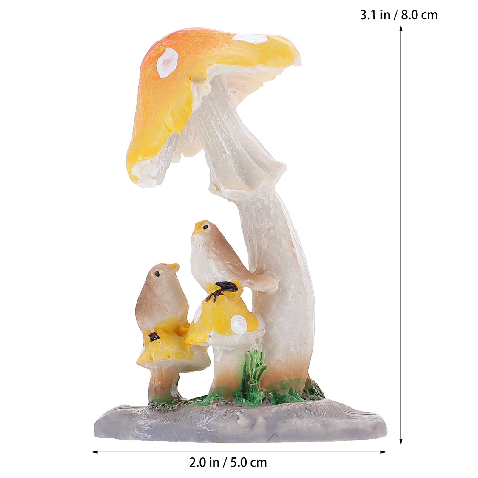2pcs Mushroom Ornament Resin Craft Figurines - Cute Home Decor, Garden Fairy Decor, Shelf Display, DIY Terrarium Accents for Indoor Outdoor Decoration