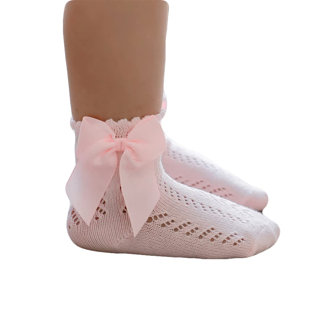 **Soft Cotton Crew Ankle Socks for Toddler Girls - Cute Bow Princess Dress Socks for Baby & Kids - Perfect for Parties, School & Everyday Wear**