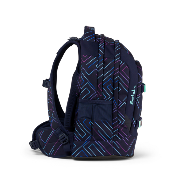 Satch Pack Purple Laser Backpack - Waterproof & Durable Travel Backpack for Hiking, Camping, School & Work - Lightweight & Spacious Design with USB Charging Port