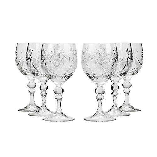 Belarus Crystal TM6701 Handmade Wine Goblet Glasses - 8.8 Oz, Set of 6 - Perfect for Fine Dining, Wedding Gifts & Elegant Home Entertaining