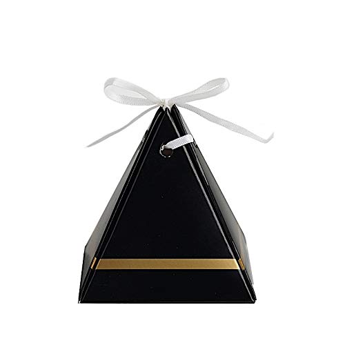 BalsaCircle 25-Pack Black Pyramid Favor Boxes with Satin Ribbons - Elegant Wedding Reception, Birthday Party Gift Box Decorations - Perfect for Bridal Showers, Baby Showers & Special Events