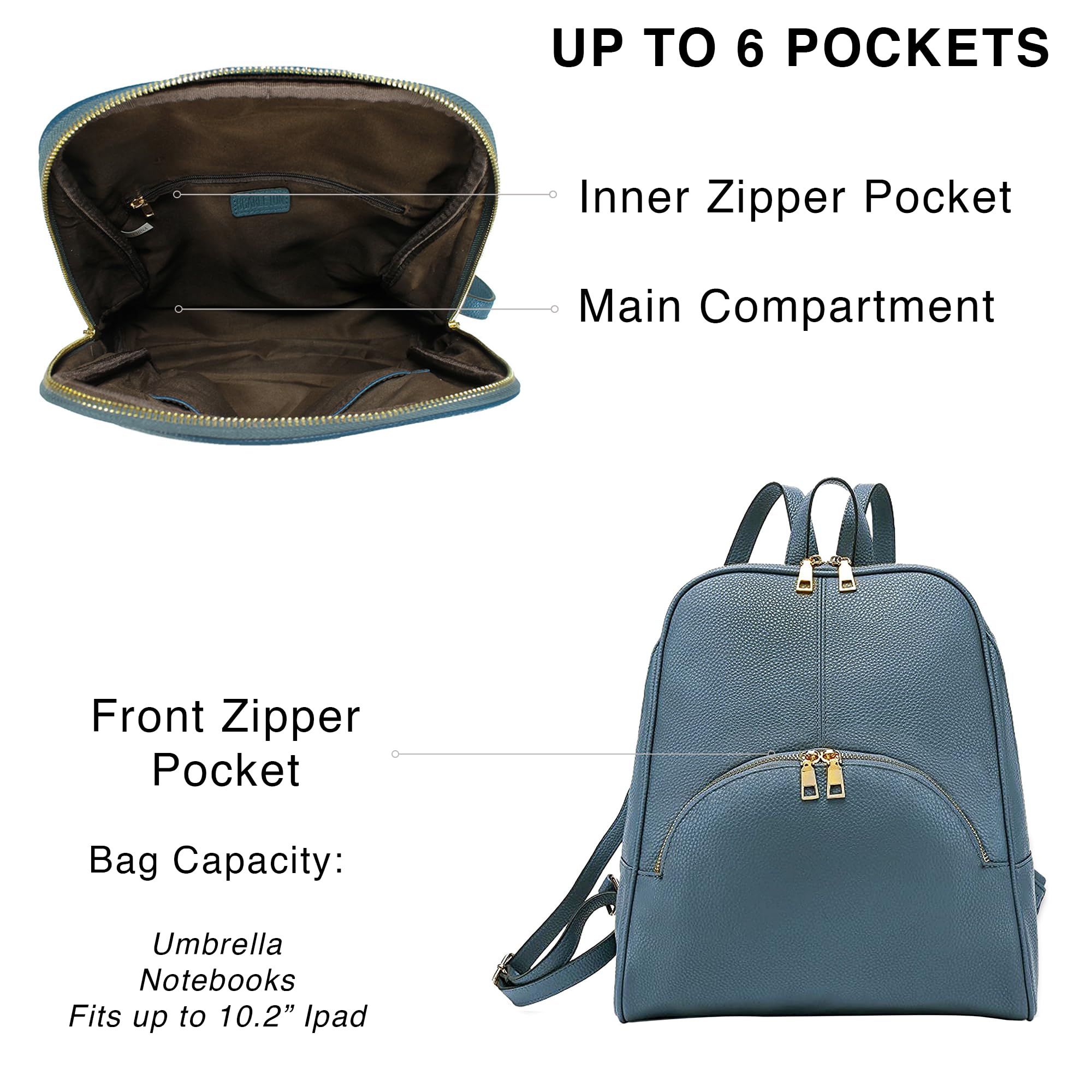 Scarleton Women's Mini Backpack Purse - Light Blue for Travel & Daily Use
