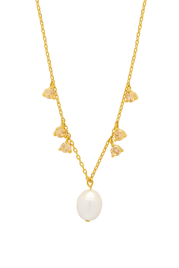 Elegant Pearl & CZ Pendant Necklace for Women - Perfect for Weddings, Parties & Special Occasions