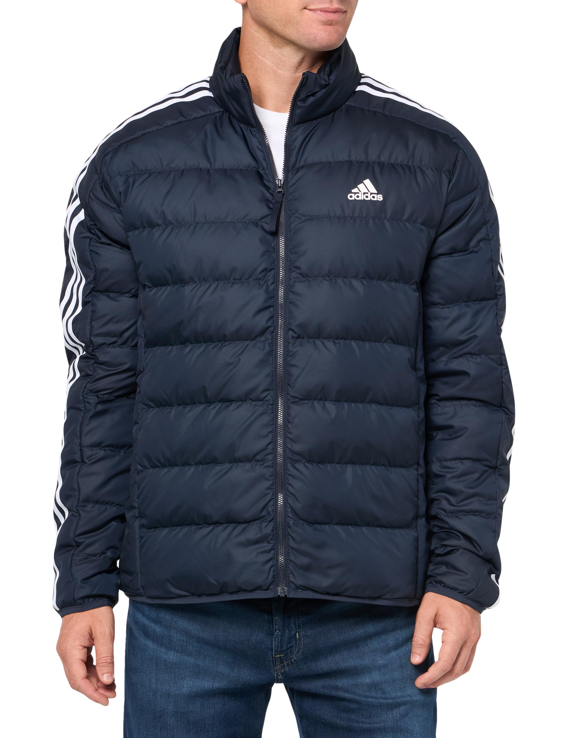 Adidas Men's Essentials 3-Stripes Lightweight Down Jacket - Warm Winter Coat for Outdoor Activities & Casual Wear