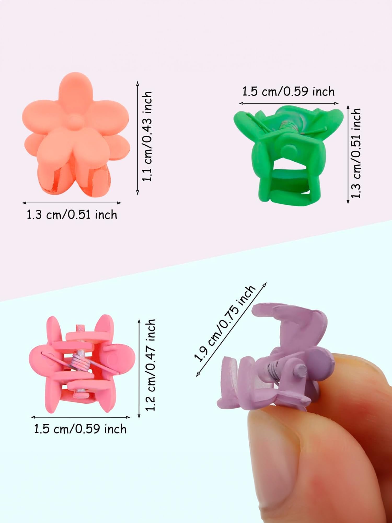**Melbees by Yellow Chimes 50-Piece Multicolor Floral Hair Claw Clips for Girls & Kids - Mini Hair Clutchers for School, Parties & Everyday Styling**
