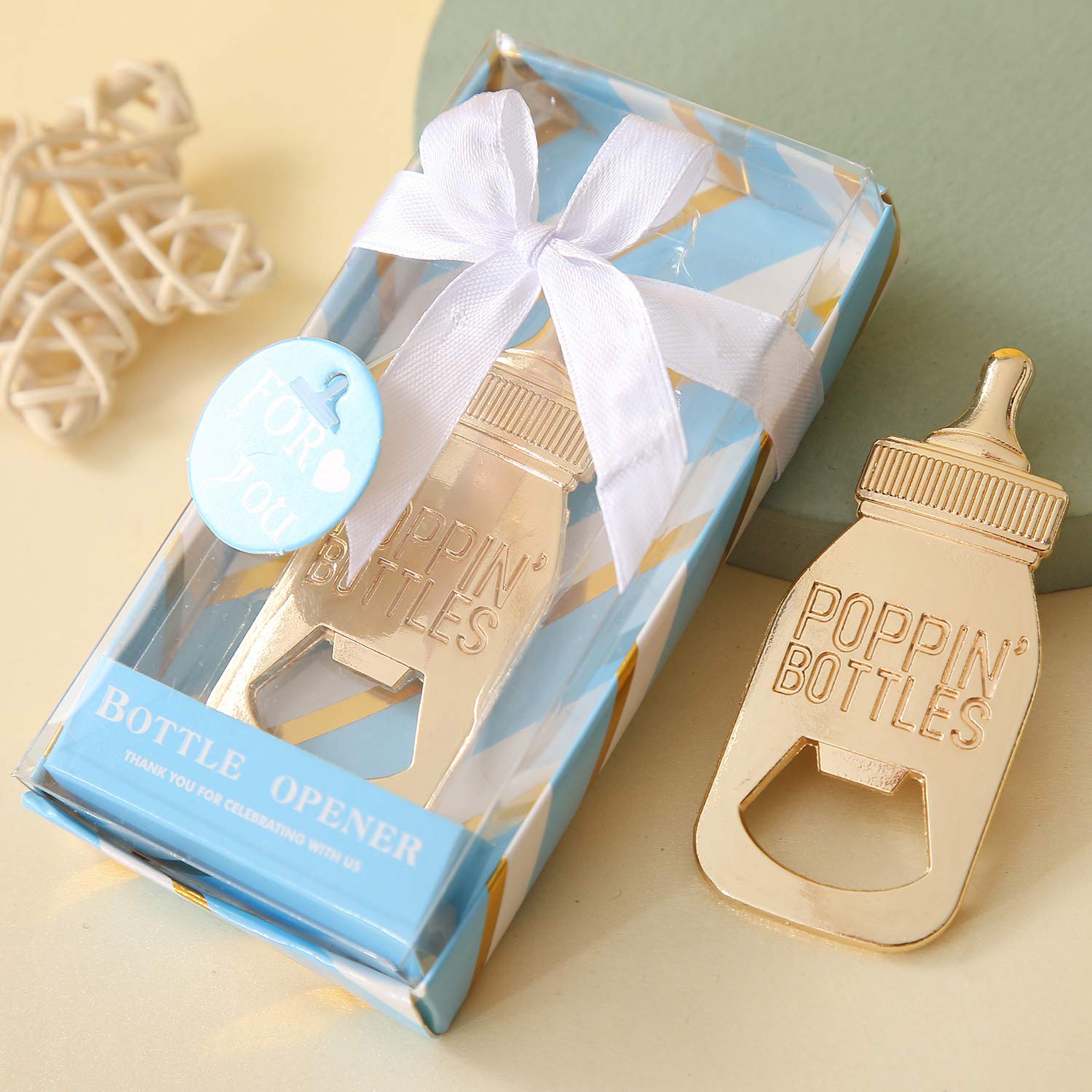 16-Pack Baby Bottle Shaped Openers - Fun Baby Shower Party Favors, Wedding Guest Gifts & Kids Birthday Souvenirs (Blue) - Perfect for Newborn Celebrations, Bridal Showers & Family Events