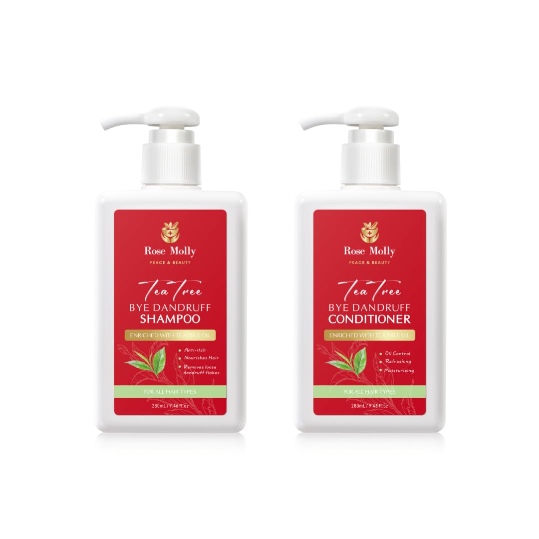 Tea Tree Anti-Dandruff Shampoo & Conditioner Set - 9.44 fl oz Each - Soothes Scalp & Controls Flakes for Healthy Hair - Perfect for Daily Use & Sensitive Scalp Care