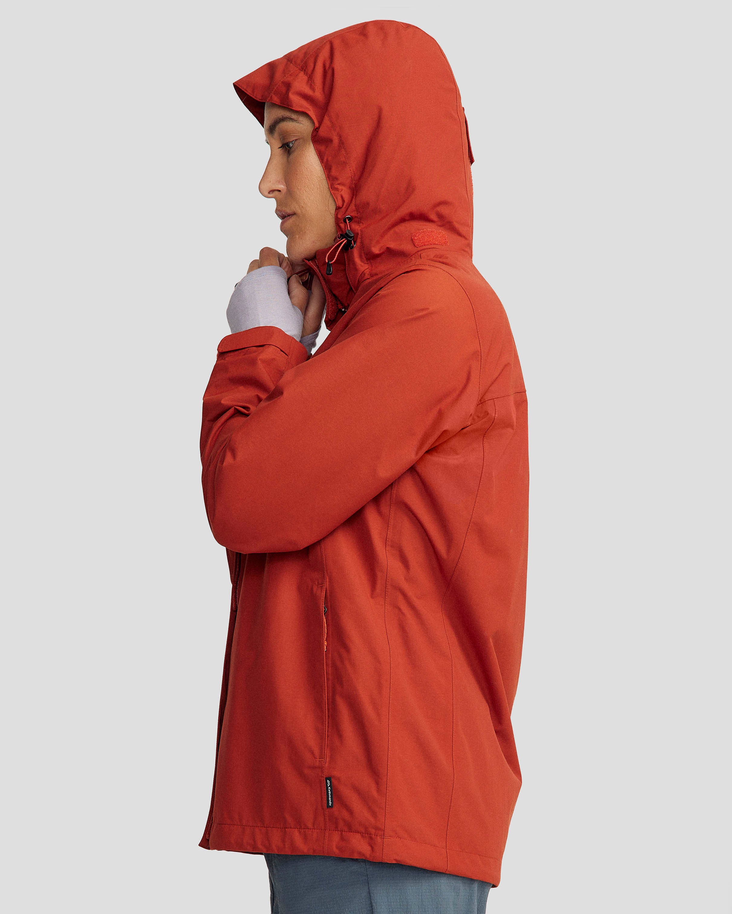 Andulo Women's 2-Layer Waterproof Rain Jacket - Redwood Color for Outdoor Hiking & Commuting
