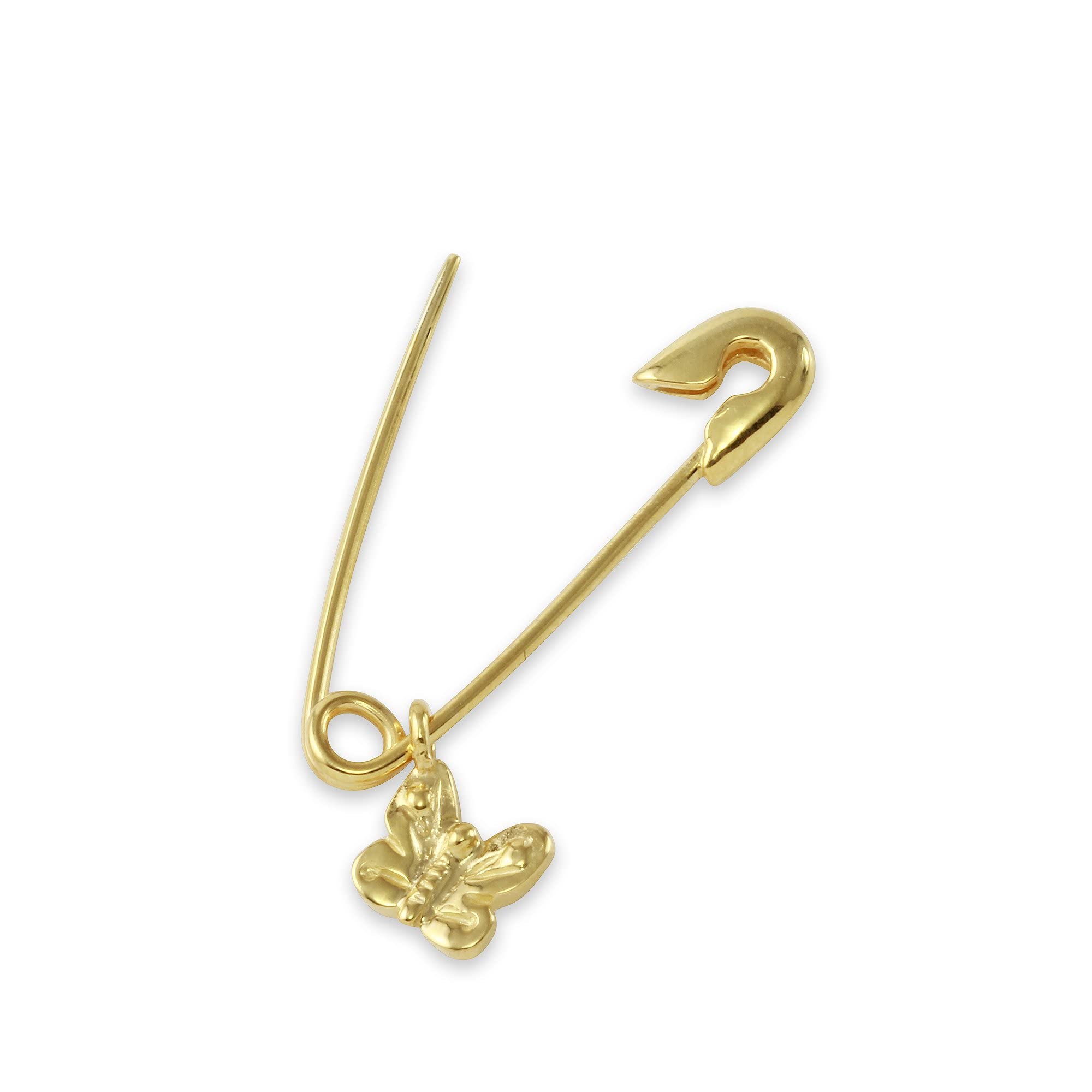 Monte Christo Safety Pin Charm Earring - 14K Gold Plated Butterfly Hoop Earring for Women | Single Earring Jewelry Gift | Made in USA | Perfect for Casual Wear, Parties & Special Occasions