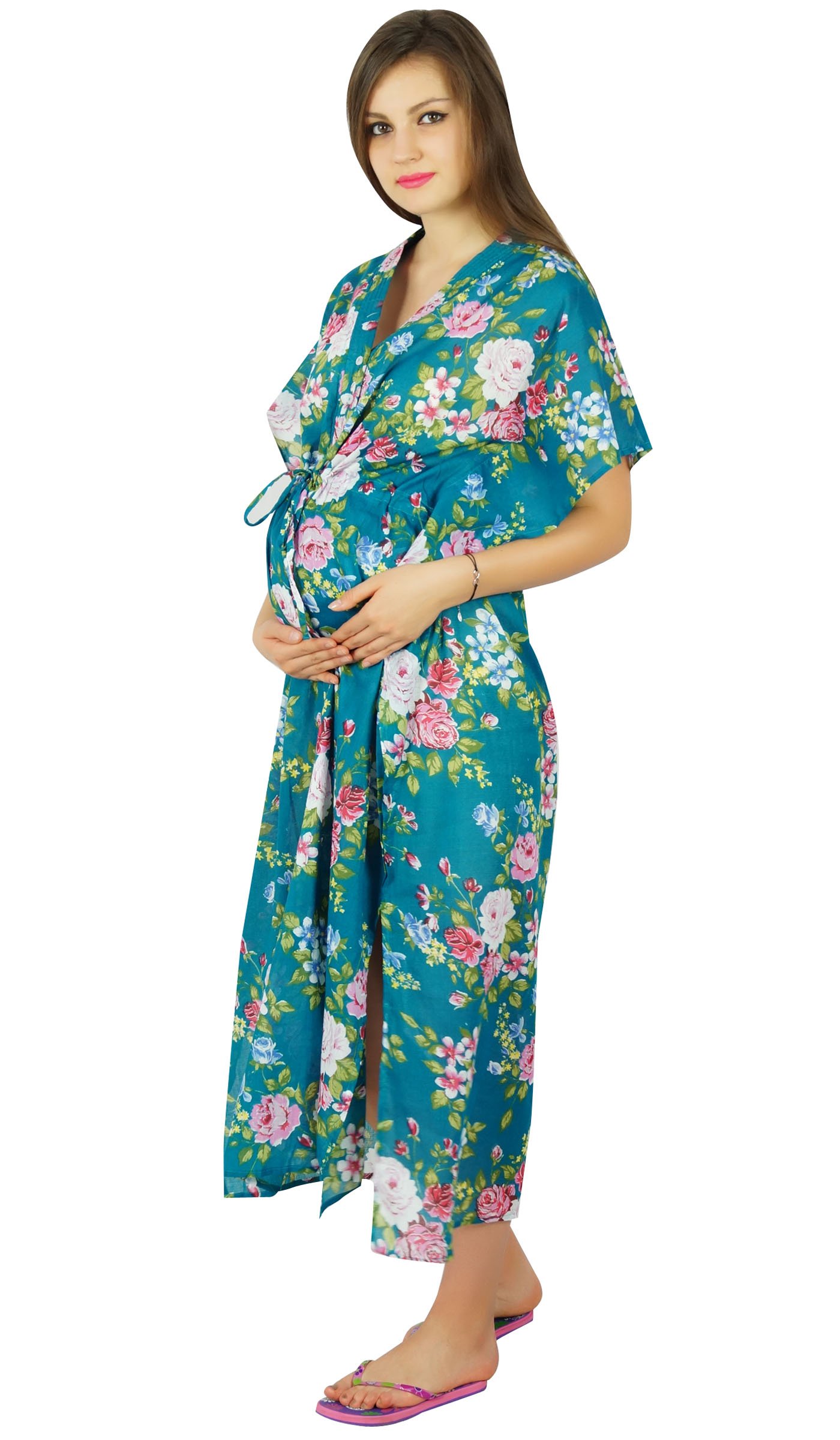 Bimba Nursing Cotton Kaftan with Front Buttons - Soft Maternity Nightgown for Breastfeeding & Postpartum Comfort - Perfect for Hospital Stay, Nighttime Nursing & Relaxing at Home