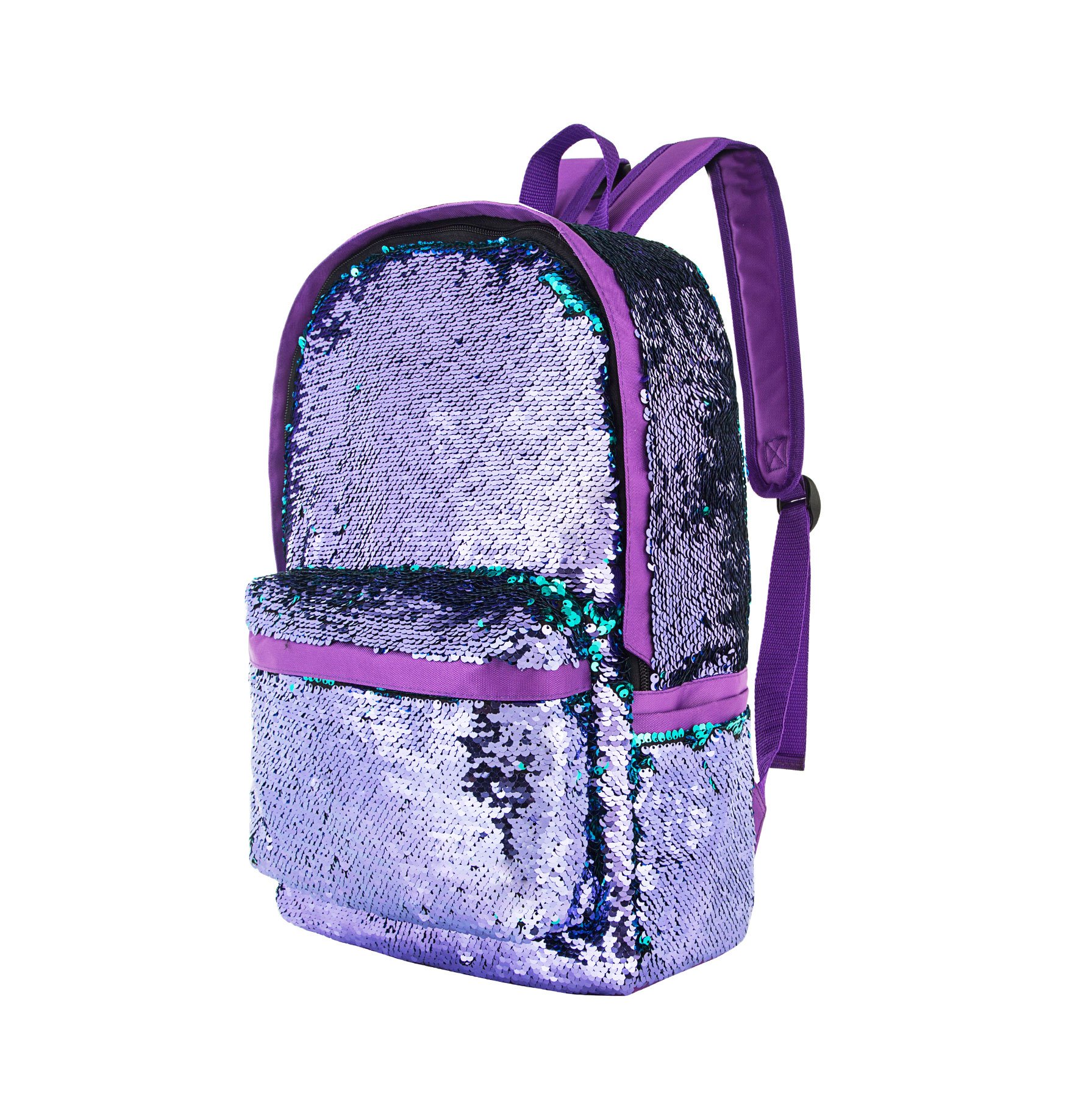 HeySun Sparkly Sequin Backpack for Girls - Glitter School Bag with Adjustable Straps, Purple Bookbag for Elementary, Middle & High School Students | Perfect for School, Travel & Everyday Use