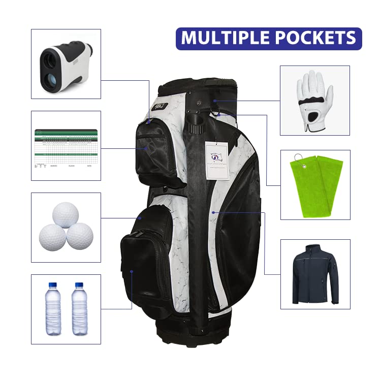 RJ Sports Bliss 14-Way Divider Top Women's Deluxe Golf Cart Bag - Lightweight Waterproof Ladies Golf Stand Bag with Cooler Pocket - Perfect for Golf Courses & Country Clubs