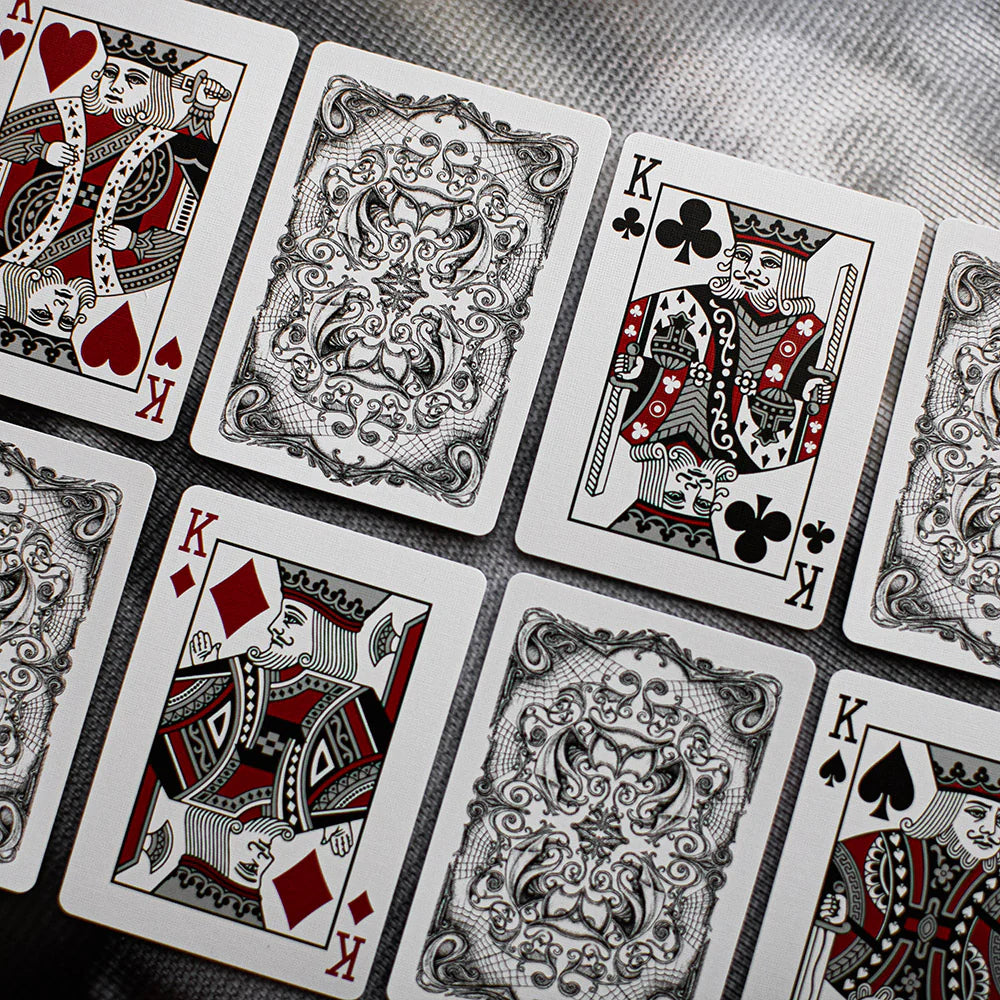 Fulton's Noir White Jazz Playing Cards - Premium Poker Deck for Magic Tricks, Cardistry & Casino Night Games
