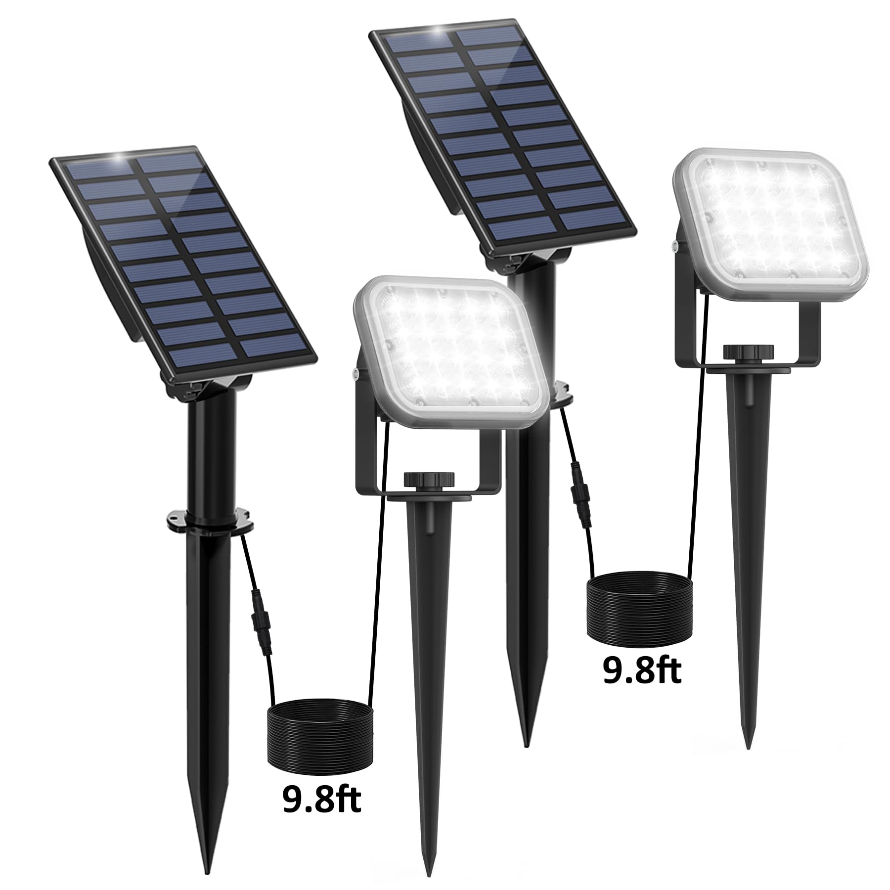 20 LED Solar Spot Lights Outdoor 2 Pack - IP65 Waterproof, 6000K Cold White Dusk-to-Dawn Landscape Lighting for Yard, Garden, Driveway, Porch & Walkway - Perfect for Pathway Illumination & Garden Accent Lighting
