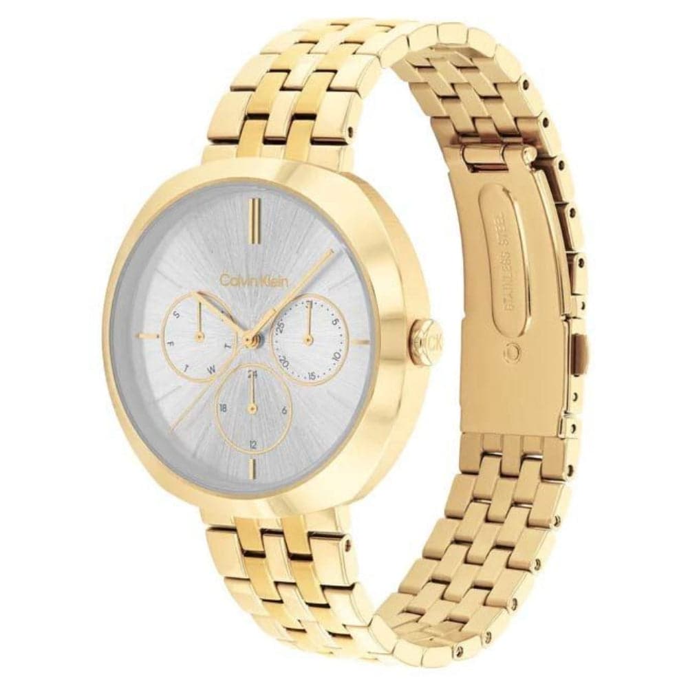 Calvin Klein Women's Chronograph Watch with Gold Stainless Steel Strap - Model 25200336 | Elegant Fashion Accessory for Work, Parties & Everyday Wear