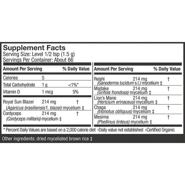 Premium Organic Stamets 7 Mushroom Powder - Immune Support & Brain Health Supplement | Vegan, Gluten-Free | Perfect for Smoothies, Coffee & Wellness Routines