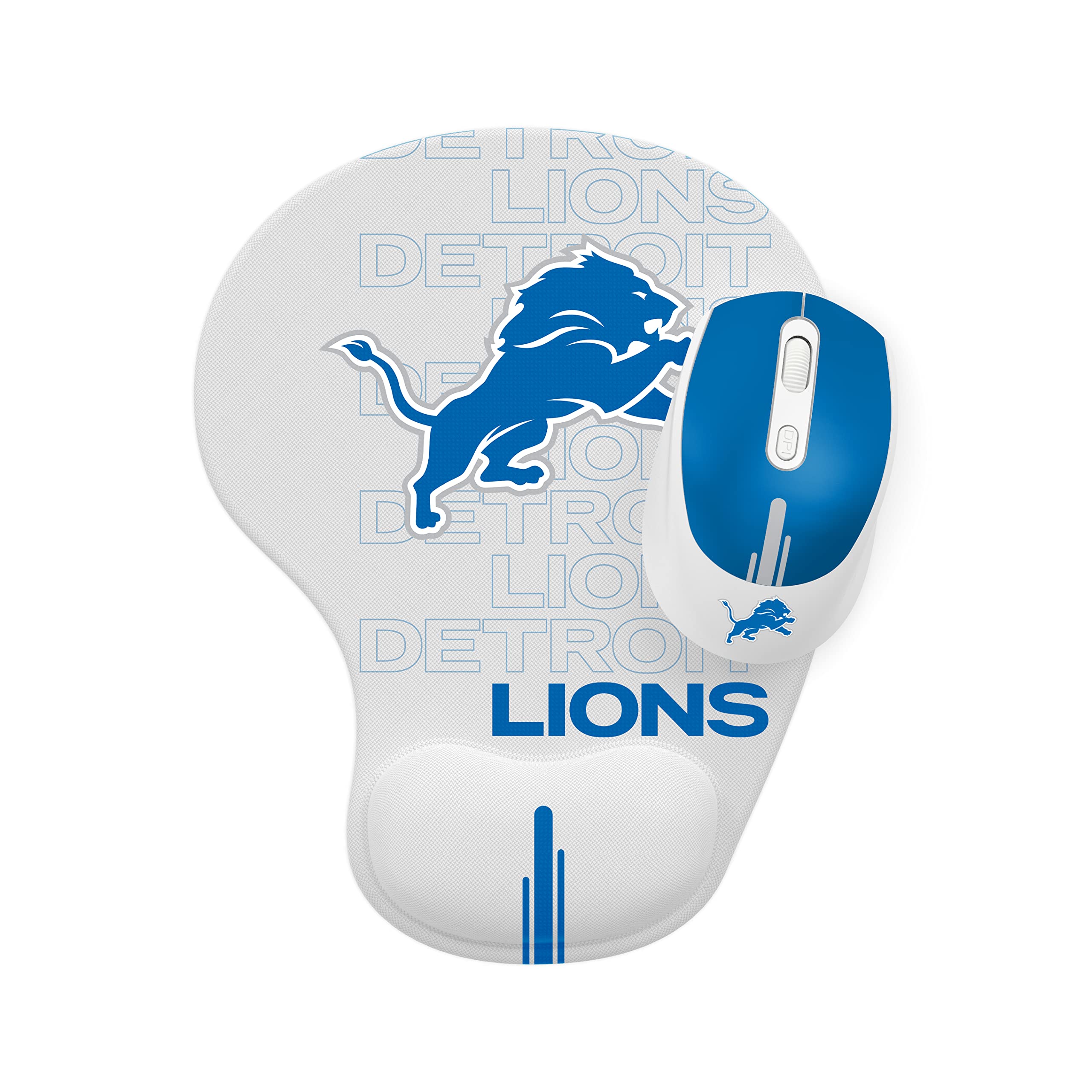 SOAR NFL Detroit Lions Wireless Mouse and Gaming Mouse Pad Set - Perfect for Football Fans, Gamers, and Office Work