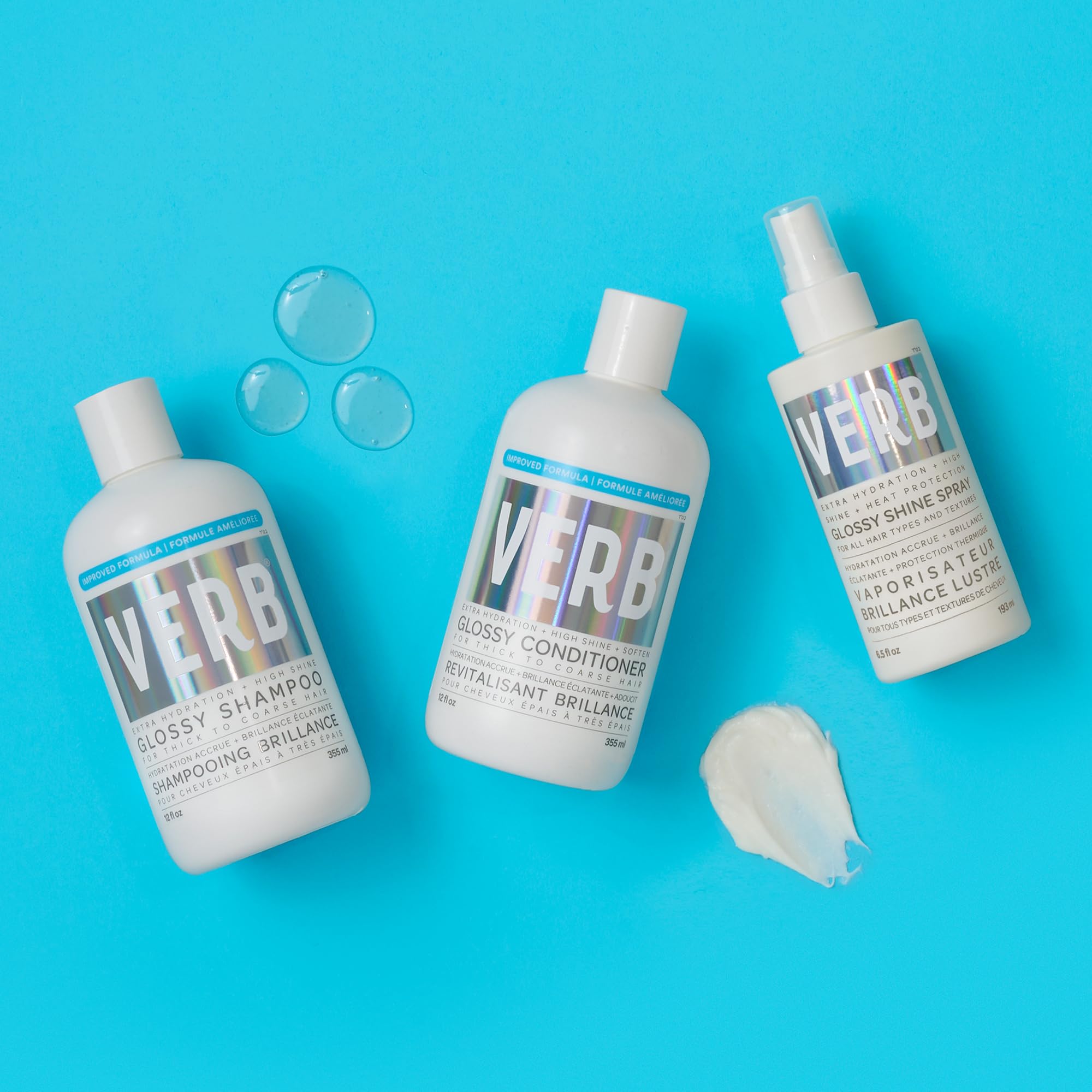 VERB Glossy Shampoo for Thick to Coarse Hair - Sulfate Free, Paraben Free & Gluten Free Moisturizing Shampoo with High Shine - Perfect for Dry, Damaged Hair Care & Salon Quality Results at Home