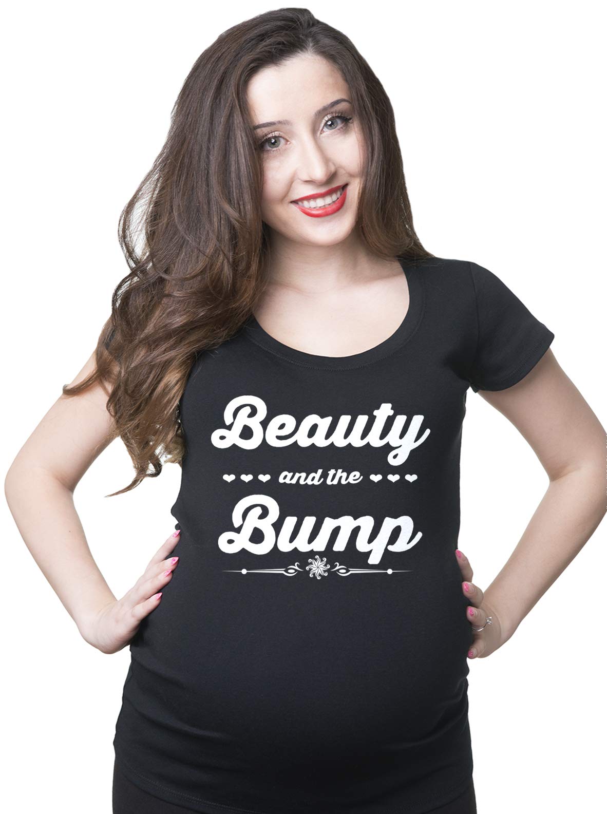 Beauty and Bump Maternity T-Shirt - True Pregnancy Shirt with Ruched Sides for Comfort | Perfect for Pregnancy Photos, Baby Showers & Everyday Wear